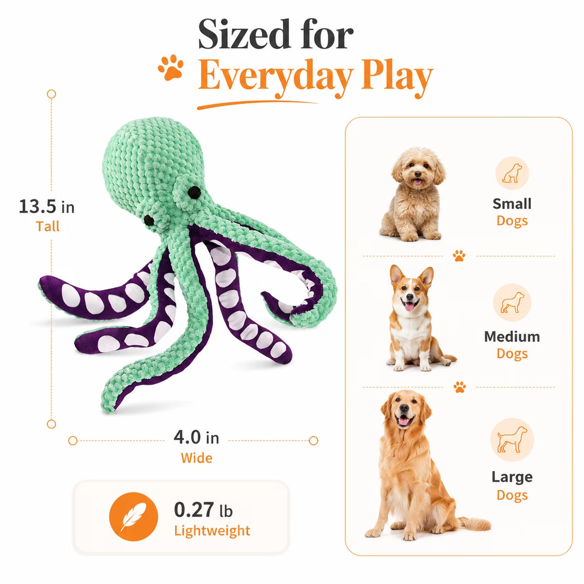 HappiFinds Plush Octopus Dog Toy